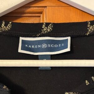 Karen Scott Elegant Black Top with Gold Details